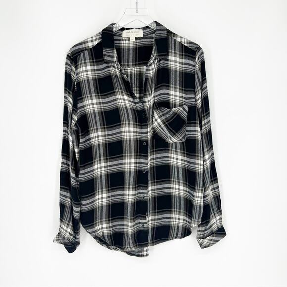Cloth & Stone Plaid Button Down Top XL - Picture 1 of 5